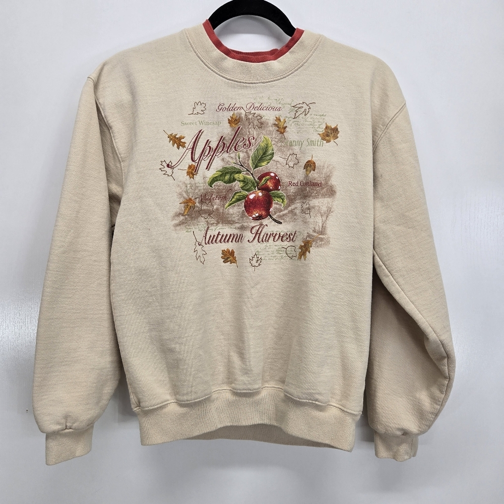 Vtg 1995 Endless Designs‎ Inc Autumn Harvest Sweater Apples Golden Small